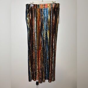Cartise women’s wide leg multicolored striped crushed velvet pants US12 CA14 NWT